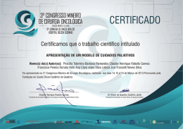 Apresenta&ccedil;&atilde;o de um Modelo de Cuidados Paliativos