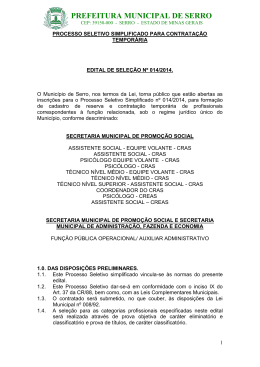 Processo seletivo Sec. Promo&ccedil;&atilde;o Social