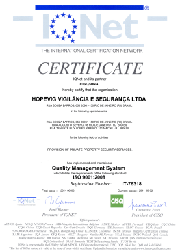 HOPEVIG VIGILÂNCIA E SEGURANÇA LTDA Quality Management