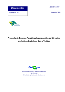 Protocolo da Embrapa Agrobiologia para An&aacute;lise de Nitrog&ecirc;nio em