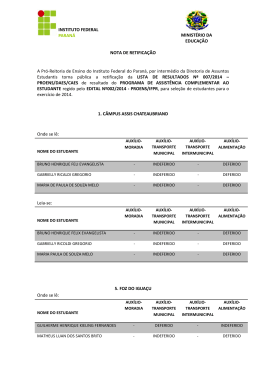 INSTITUTO FEDERAL PARAN&Aacute; MINIST&Eacute;RIO DA