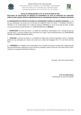 Edital de Homologa&ccedil;&atilde;o CCS n&ordm; 30/2015 - Centro de Sele&ccedil;&atilde;o