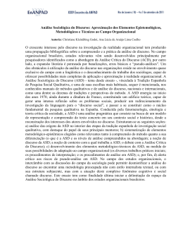 An&aacute;lise Sociol&oacute;gica do Discurso: Aproxima&ccedil;&atilde;o dos