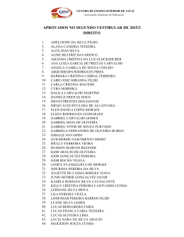 APROVADOS NO SEGUNDO VESTIBULAR DE 2015/2