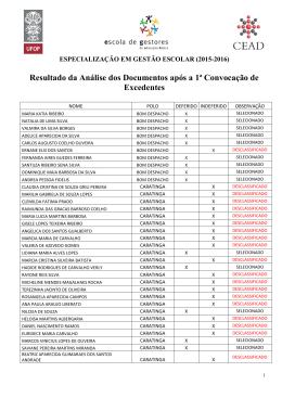 Resultado da An&aacute;lise dos Documentos ap&oacute;s a 1&ordf; Convoca&ccedil;&atilde;o de