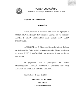 Ac&oacute;rd&atilde;o TJSP Apela&ccedil;&atilde;o n&ordm; 0001201-91.2010
