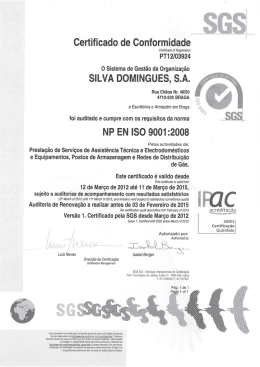 certificados pela SGS - Silva Domingues, s.a.