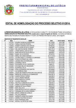 Homologacao do Processo Seletivo, exceto para o