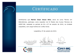 Certificamos que Marlon Cesar Souza Silva - DEPT - Cefet-MG