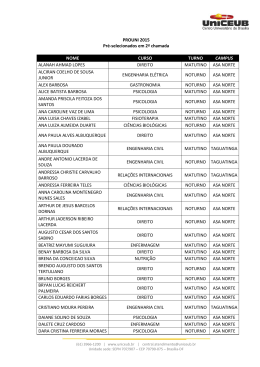 PROUNI 2015 Pr&eacute;-selecionados em 2&ordf; chamada NOME