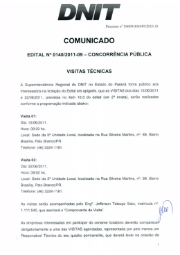 Comunicado Visita Técnica