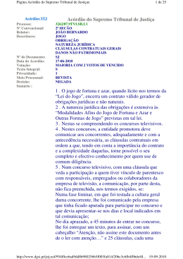 Ac&oacute;rd&atilde;o do Supremo Tribunal de Justi&ccedil;a 1 . O jogo de fortuna e