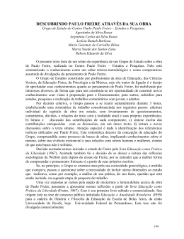 DESCOBRINDO PAULO FREIRE ATRAV&Eacute;S DA SUA OBRA