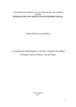 A constru&ccedil;&atilde;o do artista popular e sua obra: a trajet&oacute;ria de Adalton