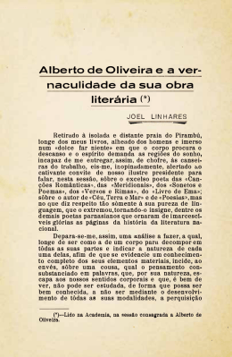 Alberto de Oliveira e a vernaculidade da sua obra