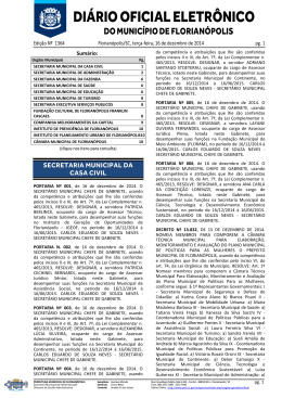 DI&Aacute;RIO OFICIAL ELETR&Ocirc;NICO - Prefeitura Municipal de Florian&oacute;polis