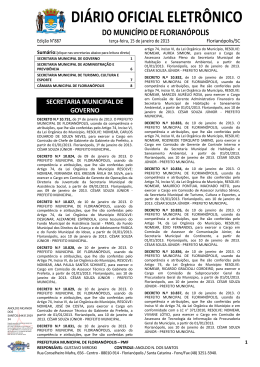 DI&Aacute;RIO OFICIAL ELETR&Ocirc;NICO - Prefeitura Municipal de Florian&oacute;polis