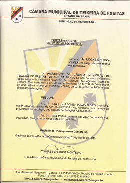 Portaria n&ordm; 39/15 - Portal da C&acirc;mara Municipal de Teixeira de Freitas