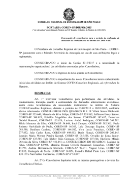 PORTARIA COREN-SP/DIR/006/2015 O Presidente do Conselho