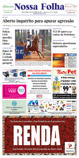 Edi&ccedil;&atilde;o 09/10/2015 - Jornal Nossa Folha