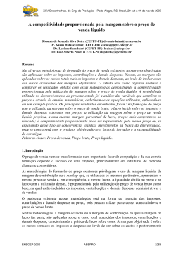 A competitividade proporcionada pela margem sobre o pre&ccedil;o de