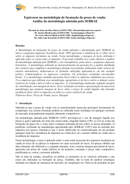 Equ&iacute;vocos na metodologia de forma&ccedil;&atilde;o do pre&ccedil;o de venda