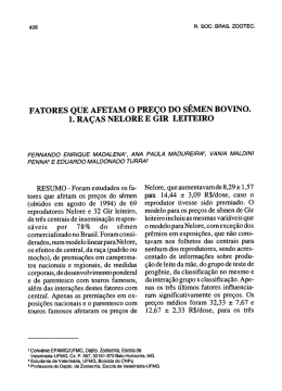 fatores que afetam o preço do sêmen bovino. 1. raças nelore e gir