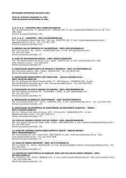 ENTIDADES ATENDIDAS EM FEVEREIRO/2011