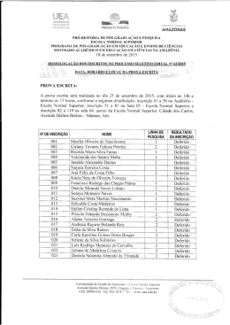 Homologação de inscritos no processo seletivo ¿ edital 062/2015