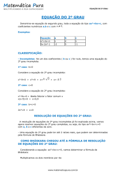 EQUA&Ccedil;&Atilde;O DO 2&ordm; GRAU