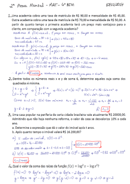2a Prova Mensal &ndash; 10/11/2014 &ndash; 4o BIM