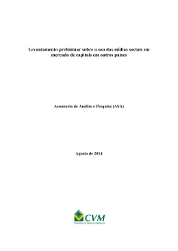 Levantamento preliminar sobre o uso das m&iacute;dias sociais em