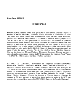 Homologação do Processo Administrativo Nº 017/2015
