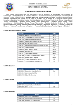 Resultado preliminar provas pr&aacute;ticas
