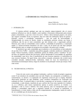 A S&Iacute;NDROME DA VIOL&Ecirc;NCIA URBANA
