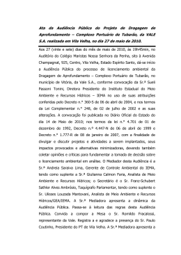 Dragagem de aprofundamento do complexo portu&aacute;rio de Tubar&atilde;o