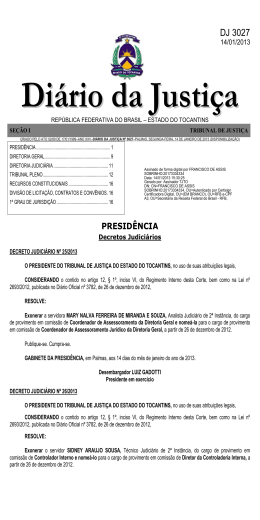 DJ 3027 - Tribunal de Justi&ccedil;a do Estado do Tocantins