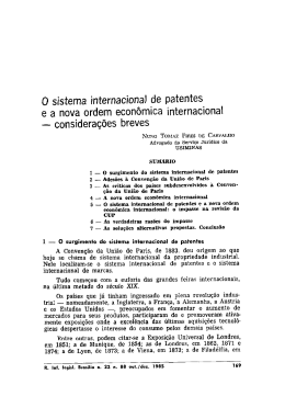 O sistema internacional de patentes e a nova ordem econ&ocirc;mica