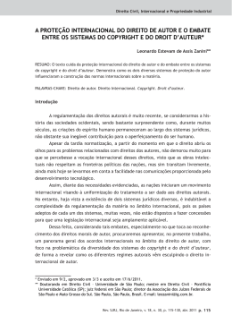 a prote&ccedil;&atilde;o internacional do direito de autor e o embate entre os