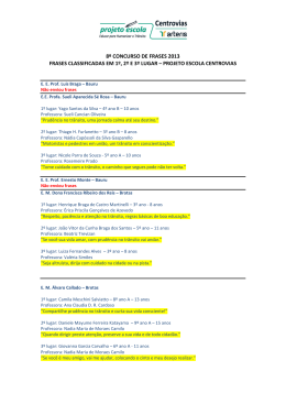 8&ordm; concurso de frases 2013 frases classificadas em 1&ordm;, 2&ordm; e 3&ordm; lugar