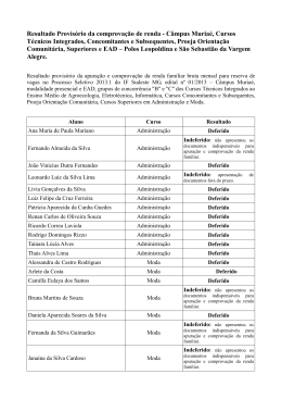 Resultado Provis&oacute;rio da comprova&ccedil;&atilde;o de renda