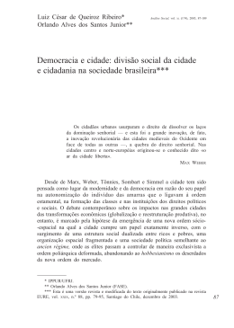 Democracia e cidade: divis&atilde;o social da cidade e