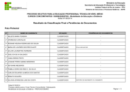 EaD -Classific&atilde;o Final e Pend&ecirc;ncia de Documentos
