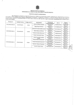 I sERVI&Ccedil;o P&Uacute;BLICO FEDERAL MINISTERIO DA AGRICULTURA