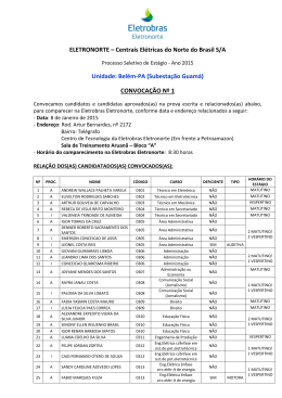Convocação nº 1 - Unidade Belém (Subestação Guamá)