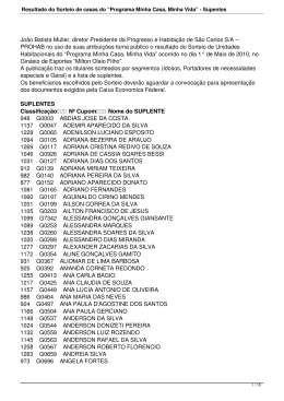 Resultado do Sorteio de casas do &ldquo;Programa Minha Casa, Minha