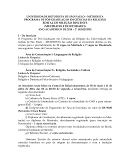EDITAL DE SELE&Ccedil;&Atilde;O DISCENTE (MESTRADO E