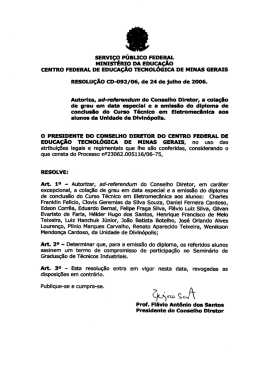Autoriza, ad-referendum do Conselho Diretor, a Colação de grau