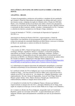Nota p&uacute;blica do painel de especialistas sobre a UHE Belo Monte