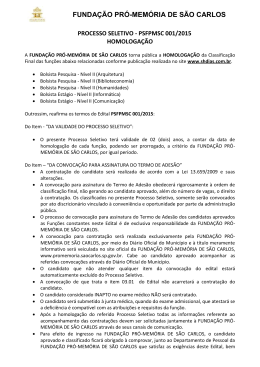 FUNDA&Ccedil;&Atilde;O PR&Oacute;-MEM&Oacute;RIA DE S&Atilde;O CARLOS
